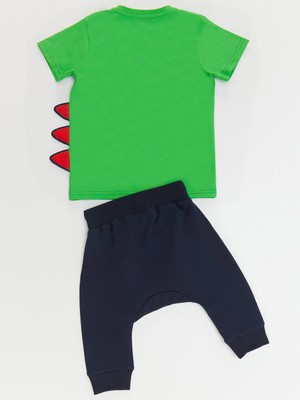 Denokids Haylaz Erkek Çocuk Yeşil T-shirt Kapri Şort Takım