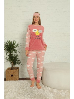 Moda Çizgi Welsoft Polar Kadın Manşetli Pijama Takımı 8431