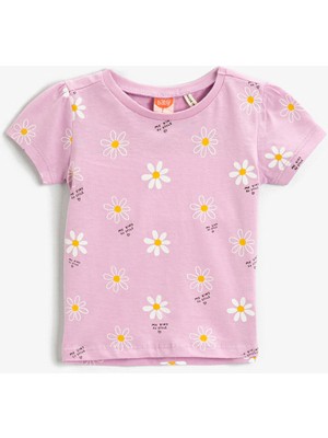 Koton Kız Bebek Çiçek Baskılı Kısa Kollu Tişört