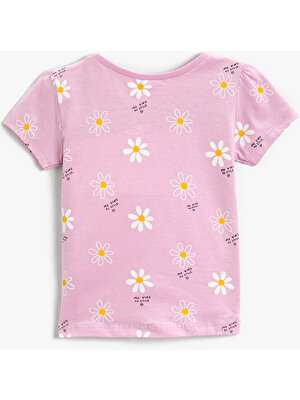 Koton Kız Bebek Çiçek Baskılı Kısa Kollu Tişört