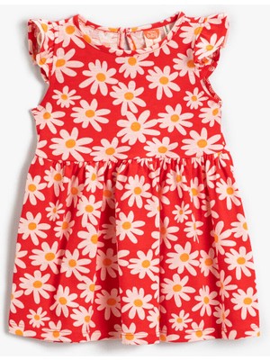Koton Kız Bebek Çiçekli Elbise Kısa Kollu