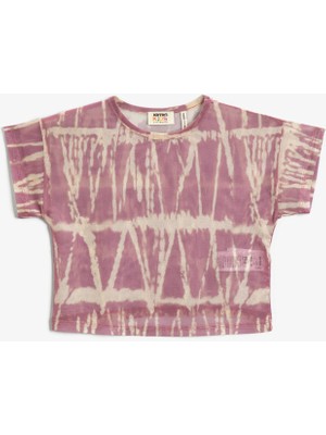 Koton Kız Çocuk Batik Desenli Kısa Kollu Crop Tişört