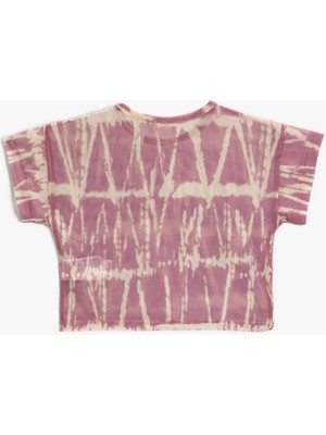 Koton Kız Çocuk Batik Desenli Kısa Kollu Crop Tişört