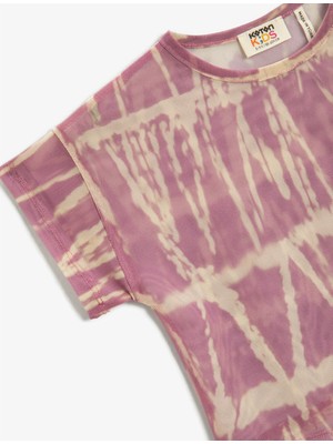 Koton Kız Çocuk Batik Desenli Kısa Kollu Crop Tişört