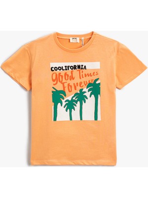 Koton Erkek Çocuk Palmiye Baskılı Tişört Şehir Temalı Pamuklu Bisikl