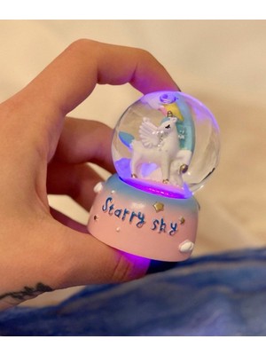 Unicorn Starry Sky Işıklı Mini Kar Küresi