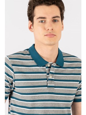 Tudors Slim Fit Çizgili Polo Yaka Pike T-Shirt