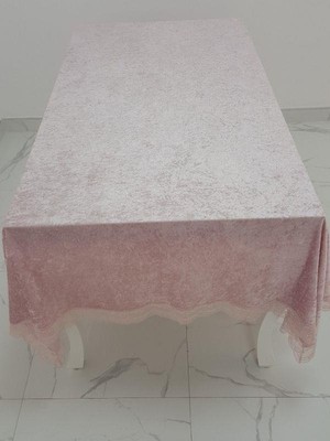 Finezza Pera Lüx  Dantelli Kadife Kumaş Pudra Masa Örtüsü  Dikdörtgen 160x220 cm - 1007