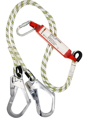 Şok Emicili Çift Bacaklı Kanca Karabinalı Safeset Sertifikalı Lanyard