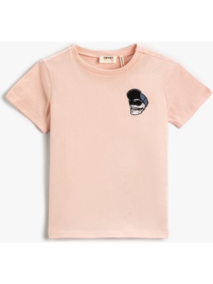 Koton Erkek Çocuk Kuru Kafa Işlemeleli Tişört Pamuklu Bisiklet Yaka