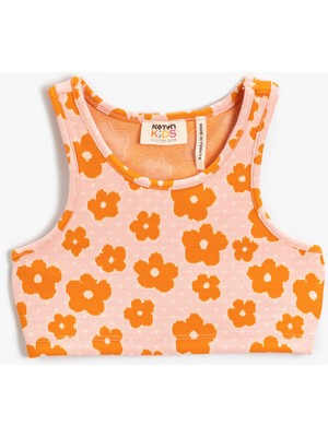 Koton Çiçek Baskılı Halter Yaka Crop Atlet
