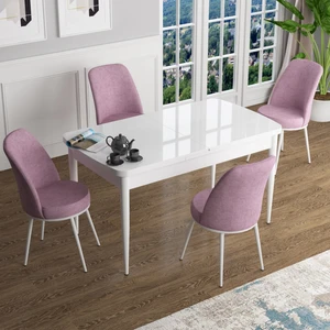Concept Han Serisi 70X114, Açılabilir Mdf Mutfak Masa Takımı, Beyaz Masa ve 4 Sandalye