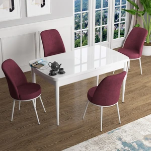 Concept Han Serisi 70X114, Açılabilir Mdf Mutfak Masa Takımı, Beyaz Masa ve 4 Sandalye