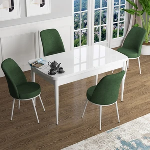 Concept Han Serisi 70X114, Açılabilir Mdf Mutfak Masa Takımı, Beyaz Masa ve 4 Sandalye