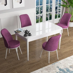 Concept Han Serisi 70X114, Açılabilir Mdf Mutfak Masa Takımı, Beyaz Masa ve 4 Sandalye