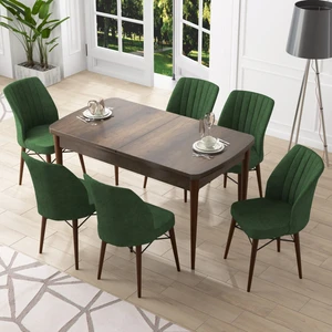 Concept Nef Serisi 70X114, Açılabilir Mdf Mutfak Masa Takımı, Barok Ahşap Desen Masa ve 6 Sandalye