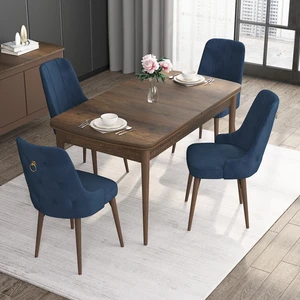 Concept Noa Serisi, 80X132 Açılabilir Mdf Masa, Barok Ahşap Desenli Mutfak Masa Takımı, 4 Sandalye