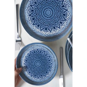 Güral Porselen Blue VOYAGE15 cm Bilbao Bone Düz Tabak 1 Adet Mavi