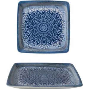 Güral Porselen 17X17 cm Pera Bone Kare Tabak 1 Adet Mavi
