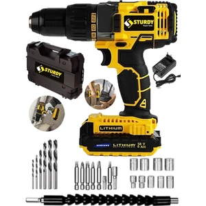 Japon Technology 58V8AH W-Q-Z Seri Metal Şanzuman Şarjlı Çift Akülü Matkap 27 Parça Uç Setli