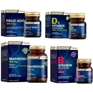 Folik Asit + Magnezyum Sitrat + Vitamin D3 Ve B12