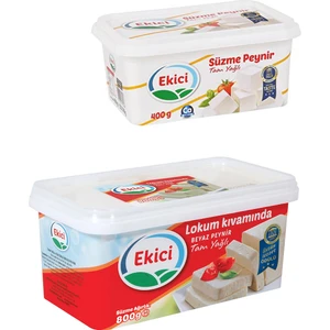 Tam Yağlı Lokum Kıvamında Beyaz Peynir 800 gr + Ekici Süzme Peynir 400 gr 2'li