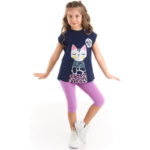 MSHB&G Orman Kedisi Kız Çocuk T-shirt Lila Tayt Takım