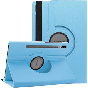 Samsung Galaxy Tab S8 Plus X800 Kılıf 360 Rotating Stand Deri Mavi