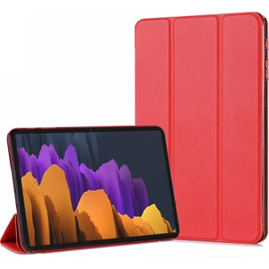 Samsung Galaxy Tab S8 Plus X800 Kılıf Slim Translucent Back Smart Cover Kırmızı