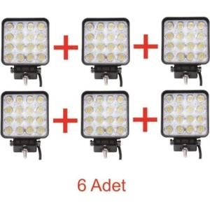 6'lı 16 LED Kare Off Road Traktör Tir Kamyon Sis Fari Sis Lambasi Çalisma Lambasi Projektör