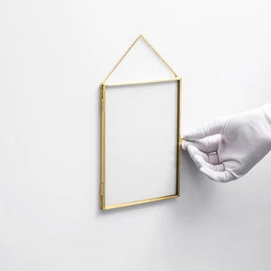 El Crea Designs Duvar Askılı Cam Resim Fotoğraf Çerçevesi Iskandinav Tarzı Dekorasyon Ham Pirinç Gold Brass 20X15CM