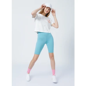 Y-Harbin Yüksek Bel Dar Kalıp Düz Turkuaz Kadın Tayt