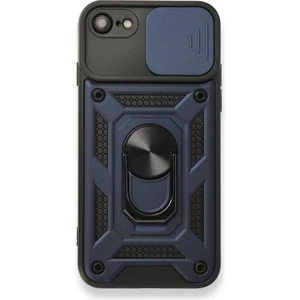 Apple iPhone Se 2022 Kılıf Tank Aramid Sürgülü Vega Yüzüklü Lacivert