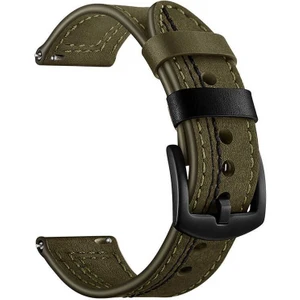 Samsung Galaxy Watch 4 Classic 42MM Kordon Nubuk Deri Görünüm Dikişli Krd 19 Koyu Yeşil