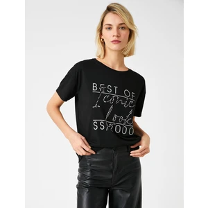 Baskılı Pullu Tişört Bisiklet Yaka