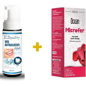 E2'Quality Diş Beyazlatıcı Köpük + Orzax Ocean Microfer Lipozomal Demir Sıvı Takviye Edici Gıda 250 Ml