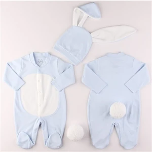 Mavi Renk Erkek Bebek Tavşan Tulum Seti