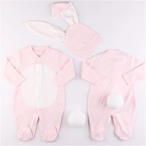 Pembe Renk Kız Bebek Tavşan Tulum Seti