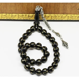 Sarı Karpuz Dilim Arası Işlemeli Gürcistan Oltusu Tesbih