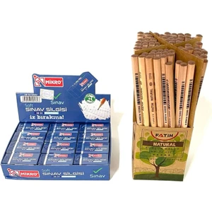 24'lü Sınav Silgisi + Fatih Natural Mercanlı Kurşun Kalem 72'li