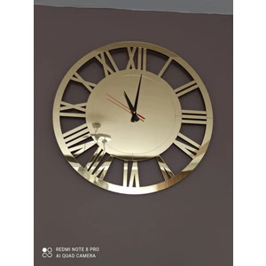 Şık ve Modern Gold Dekoratif Duvar Saati Roma Rakamlı 50X50