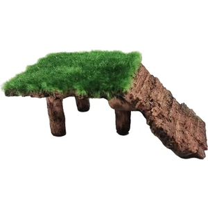 Kaplumbağa Yuvası için 11x6.5x4cm Dekoratf Platform -Kahverengi/Yeşil (Yurt Dışından)