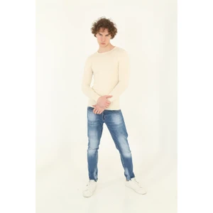 Elm Wear Viskon Elit Slim Fit Kazak - Kemik