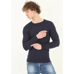 Elm Wear Viskon Elit Slim Fit Kazak - Lacivert