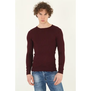 Elm Wear Viskon Elit Slim Fit Kazak - Bordo