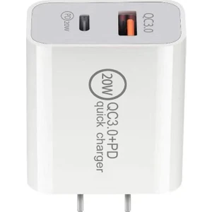 Hızlı  Şarj Adaptör 20W Pd 3.0 Quick Charge Type C +Usb A