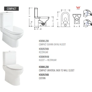 Güral Vit Compact Duvara Sıfır Klozet + Yavaş Kapanan Kapak + Iç Takım