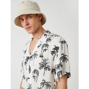 Erkek Palmiye Desenli Kısa Kollu Gömlek