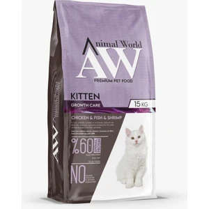 Animal World Kitten Growth Care Chicken, Fish and Shrimp Büyüme Destekleyici Tavuk Etli, Balıklı ve Karidesli Yavru Kedi Maması 15 Kg