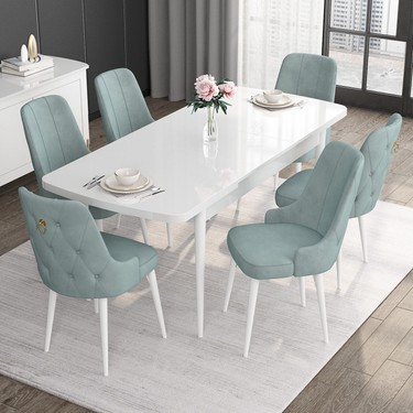 NOA S 　46枚セット Canisa Concept Noa Serisi, 80X132 Açılabilir Mdf Masa, Beyaz Fiyatı